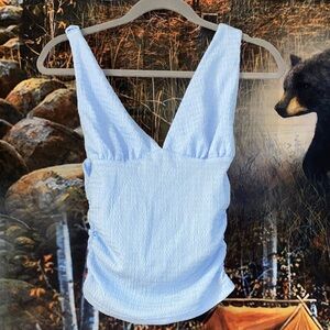 SHEIN Light Blue V-Neck Crop Top